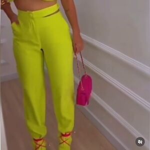 Brazilian Clothing - Lime Green Pants with cutout detail